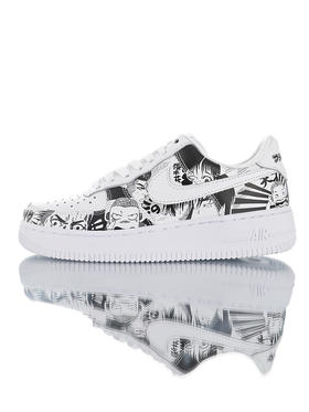耐克SLAM DUNK x Nike Air Force 1 "CUSTOM" 灌篮高手创意漫画主题设计款 空军一号经典百搭休闲运动板鞋 皮革漫画黑白
