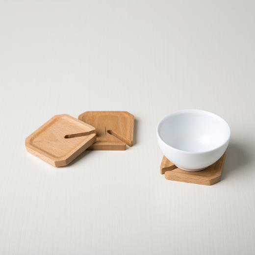 称意杯垫 防滑防水防烫隔热杯托 创意榉木杯垫 茶杯垫套装 商品图4