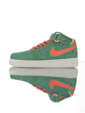 耐克Nike Air Force 1 '07 Mid 怪奇物语限定 原模具开发打造 台产猪巴革鞋面材质 内置全掌air sole气垫 空军一号中帮运动板鞋 麂皮深绿桔红3M 麂皮酒红白3M