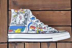 卡通原盒版 匡威机器猫小叮当童年任意门开启 DORAEMON X Converse 1970s 哆啦a梦 情怀复刻  Size：35-44
