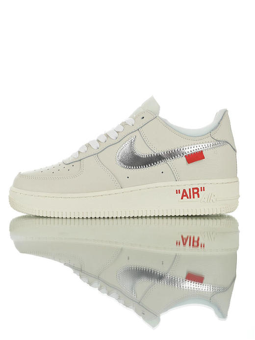 耐克Off-White x Nike Air Force 1'07 Virgil Abloh设计师联名款 空军一号低帮运动板鞋 OW大红银钩 北卡蓝银钩 米白银红 黑银 白银 商品图4