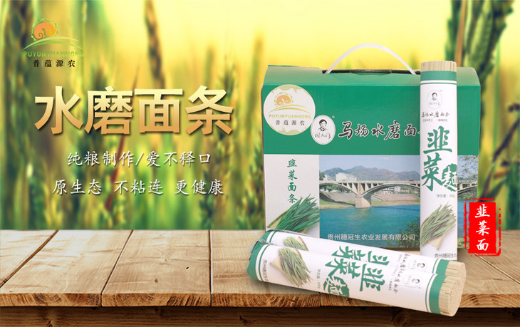 贵州特产普定马场纯手工水磨特色韭菜荞麦面条300g*10