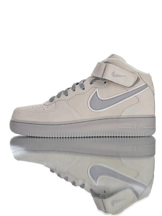 耐克Nike Air Force 1 '07 Mid 原模具开发打造 台产进口高丝翻毛皮质 内置全掌air sole气垫 空军一号运动板鞋 麂皮浅灰灰果冻底天使3M 商品图0