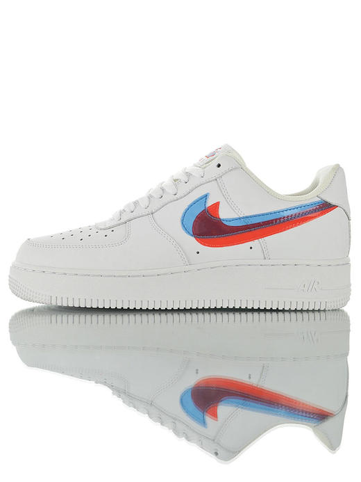 耐克Nike Air Force 1 Low"3D White" 硬质牛剖层移膜革 内置全掌air sole气垫 空军低帮经典百搭休闲运动板鞋 皮革白蓝红双钩3D重影 商品图0