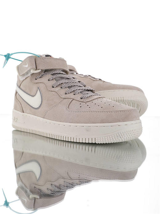耐克Nike Air Force 1 '07 Mid 原模具开发打造 台产进口高丝翻毛皮质 内置全掌air sole气垫 空军一号运动板鞋 麂皮浅灰灰果冻底天使3M 商品图5