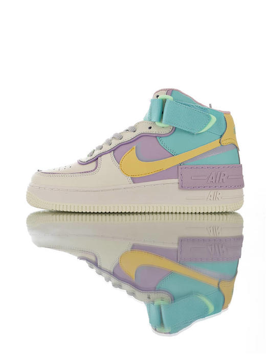 耐克Nike WMNS Air Force 1 Shadow Mid 网红林小宅同款 双层轻量EVA发泡中底 防滑RB橡胶外圈底鞋底 耐克空军一号中帮板鞋 拼接马卡龙糖果粉紫 商品图0