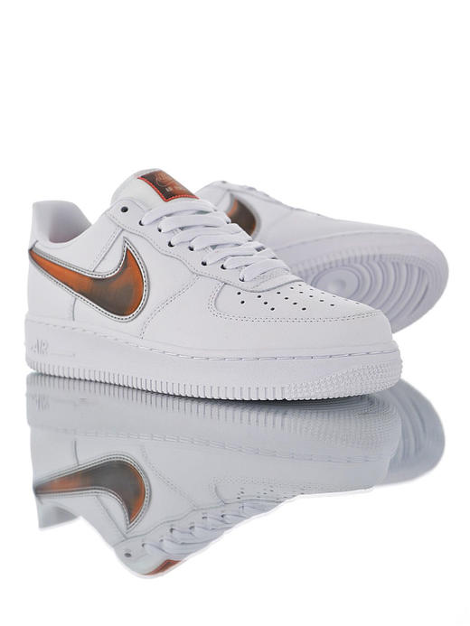 耐克Nike Air Force 1 07 LV8 3 "Oversize Swoosh April" 内置全掌air sole气垫 空军优质牛皮运动板鞋 白皮橙橘放大钩 商品图2