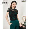 EITIE爱特爱品牌女装秋款镂空钩花黑色蕾丝衫时尚短袖小上衣5813521 商品缩略图0