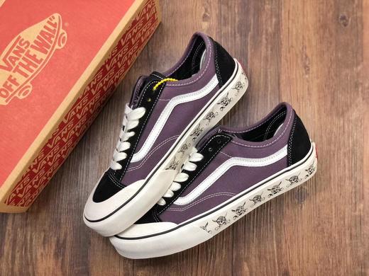 硫化真标Vans范斯 DFHK Vans Style 36 Decon SKull 低帮 高帮 海盗紫涂鸦骷髅头运动帆布鞋 ，原厂 版型工艺：硫化1:1 码数35-44(含半码） 商品图0