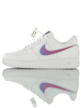耐克Nike Air Force 1 07 LV8 空军一号经典百搭休闲运动板鞋 白皮极光蓝紫渐变放大钩黑皮灰银渐变放大钩配色