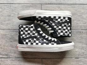 Vans Vault OG SK8-Hi LX 高帮棋盘格 黑色 红色  (Suede/ Canvas)  型号：SX01 Size：35--44
