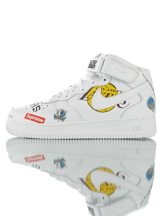 耐克Supreme x NBA x Air Force 1 Mid 07 “White” 重磅三方联名  经典百搭中帮休闲运动板鞋 NBA黑皮LOGO NBA白皮LOGO 商品图2