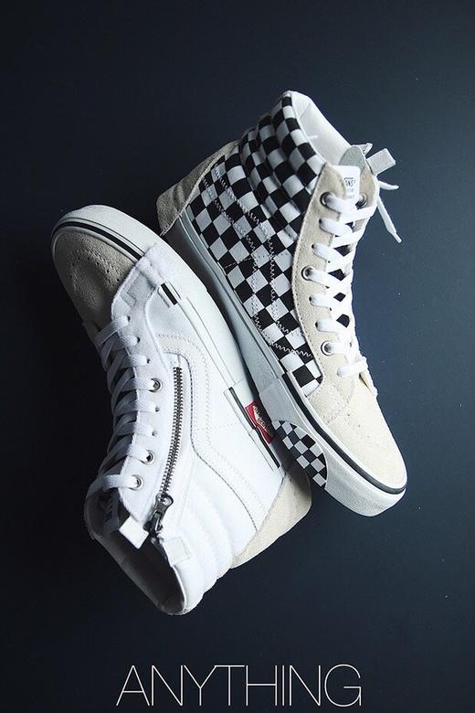 新一代解构Vans Vault Sk8-Hi Cap LX 解构主义高帮帆布板鞋 棋盘格 灰格子 白格子 蓝格子 质感十足的翻毛皮、拉链设计、粗犷的走线，都颇具辨识度  Size：40--44 商品图2
