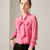 CL-Y2017-3春装新款蝴蝶结飘带玫红真丝衬衫 商品缩略图0