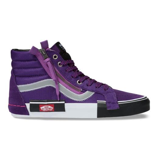新一代解构Vans Vault Sk8-Hi Cap LX 有着质感十足的翻毛皮、拉链设计、粗犷的走线，都颇具辨识度 蓝色 白色 黑色 灰色 紫色 紫粉 商品图9