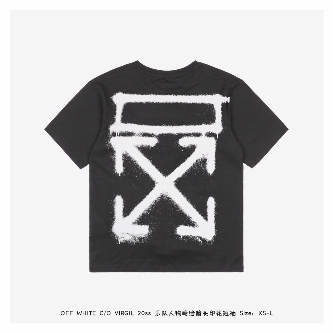 off white c/o virgil 20ss乐队人物喷绘箭头印花短袖
