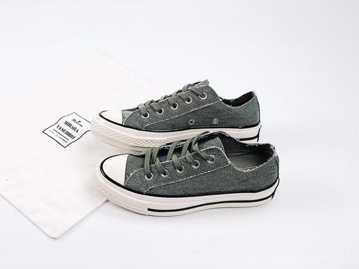 匡威 Converse Chuck Taylor All Star 做旧磨边水洗布复古高帮帆布鞋男女同款   颜色：草木灰 草绿 货号：164595C 号码：35-44 商品图4