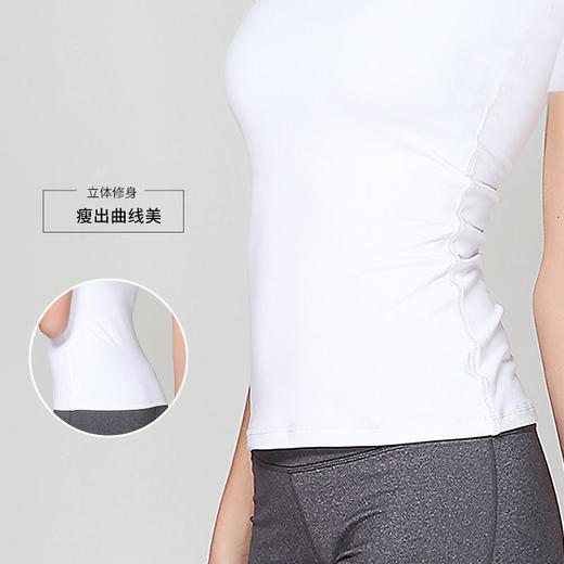 新款瑜伽健身短袖上衣速干修身简约赠胸垫20361 商品图3