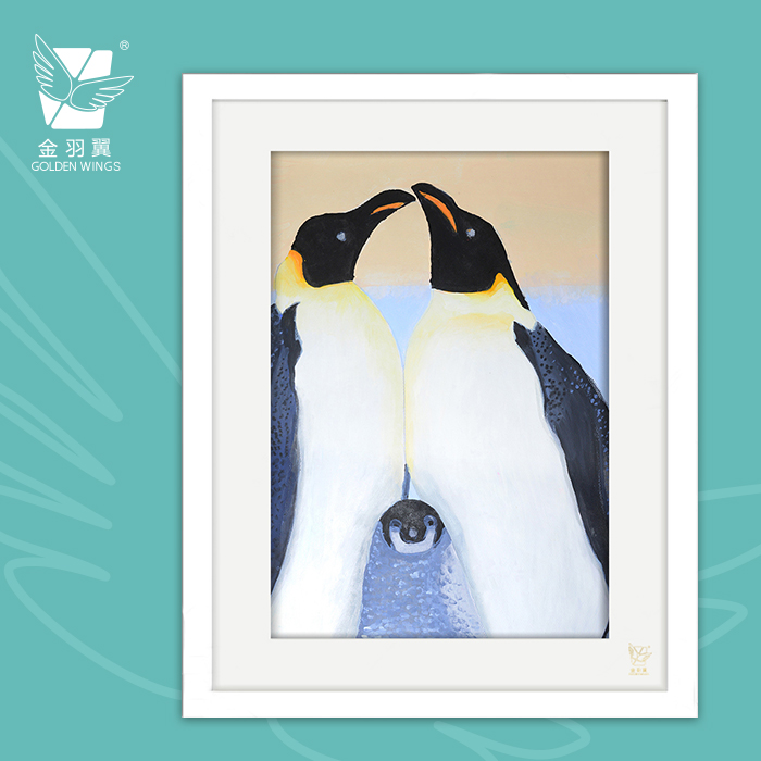 装饰画《瞧这一家子》 金羽翼残障小艺术家手绘作品 复制画/原画