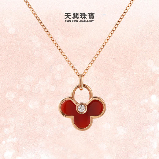 18K镶钻红玛瑙套链 商品图0