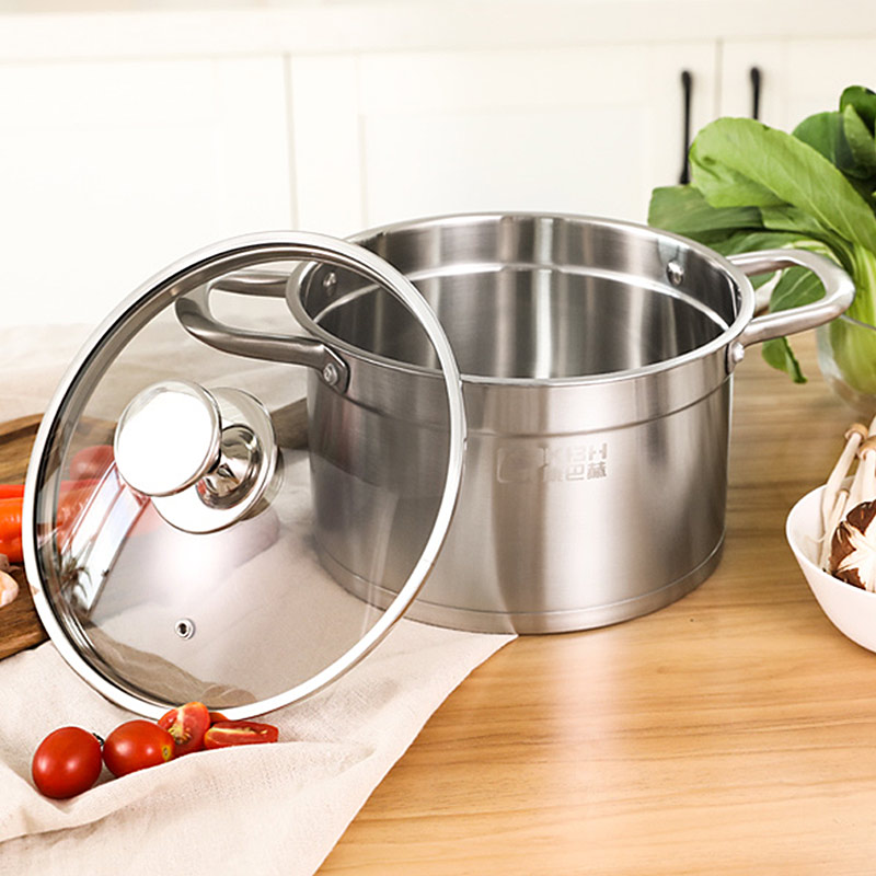 康巴赫汤锅304不锈钢锅复底炖汤锅煮面锅燃气灶电磁炉22cm