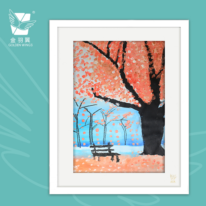 装饰画《枫树下》 金羽翼残障小艺术家手绘作品 复制画/原画