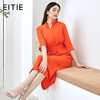 EITIE爱特爱女装夏季新款蝴蝶结系带开衩时尚轻盈连衣裙57074103 商品缩略图5