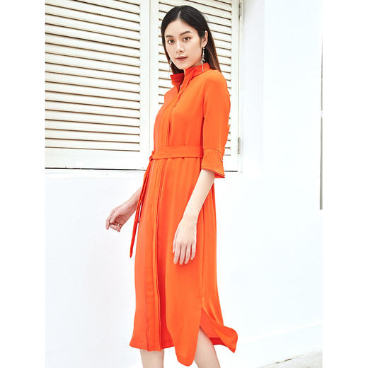 EITIE爱特爱女装夏季新款蝴蝶结系带开衩时尚轻盈连衣裙57074103 商品图7