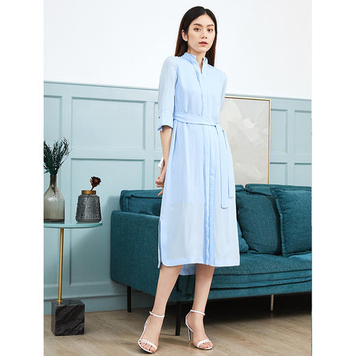 EITIE爱特爱女装夏季新款蝴蝶结系带开衩时尚轻盈连衣裙57074103 商品图1