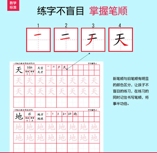 人教版一年级上册无图识字卡（304张），一年级写字本、识字本（共3本），笔画笔顺本（1本） 商品图5