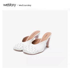 westory2020春夏新款包头鞋编织半拖穆勒鞋懒人W20AH51141