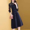OSM-0060春夏新款polo七分袖拼接法式打底裙 商品缩略图1