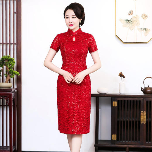 MY-92429春季新款蕾丝旗袍连衣裙 商品图0