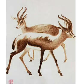 杨耀奎-宣刻画《小鹿望乡》