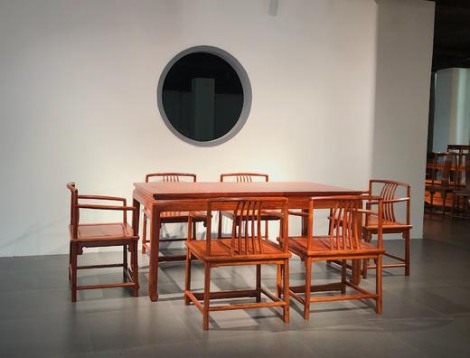 红桥红  家具严选  缅甸花梨(大果紫檀）  【176 五梳背椅 马蹄腿茶桌 七件套] 商品图1