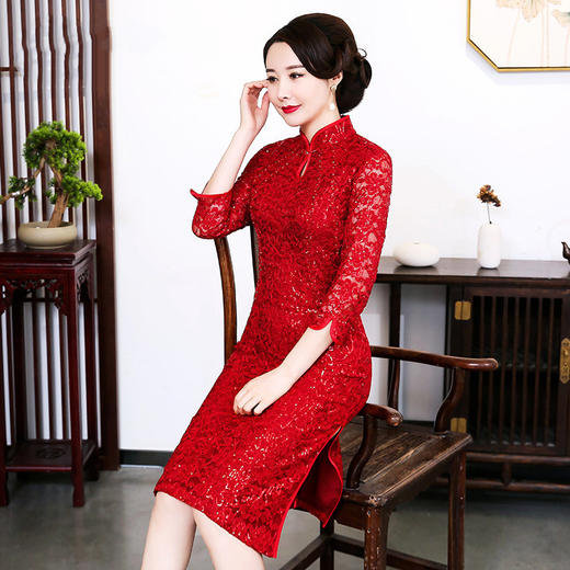 MY-92429春季新款蕾丝旗袍连衣裙 商品图2