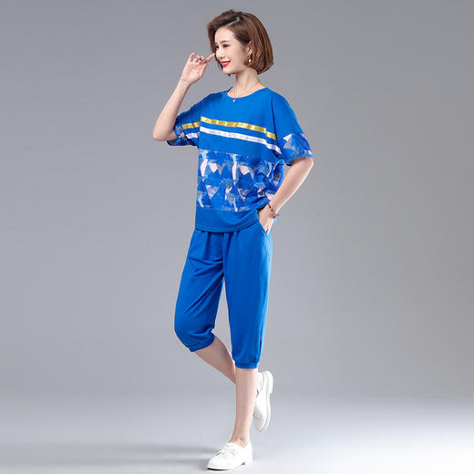 MQ-FY004夏新款宽松大码时尚洋气运动服两件套YY 商品图0