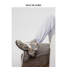 设计师女鞋lost in echo 电镀底绑带运动鞋 白色拼接复合网布