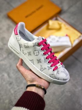 💯女鞋 冬季新品，法国高奢品牌·路易威登Louis Vuitton Frontrow Low Sneaker锋芒系列简约休闲运动百搭低帮小白板鞋“布面白粉灰老花LOGO”1A640N