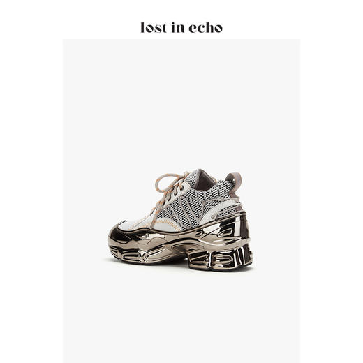 设计师女鞋lost in echo 电镀底绑带运动鞋 白色拼接复合网布 商品图4