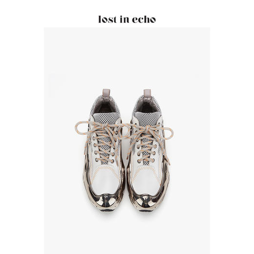 设计师女鞋lost in echo 电镀底绑带运动鞋 白色拼接复合网布 商品图3