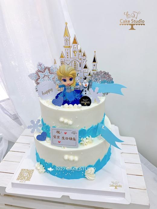 1027 Cake  双层蛋糕 冰雪奇缘主题 爱莎 城堡 商品图1