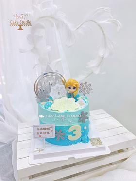 1027CAKE | 冰雪奇缘 爱莎 蓝色系 爱心羽毛