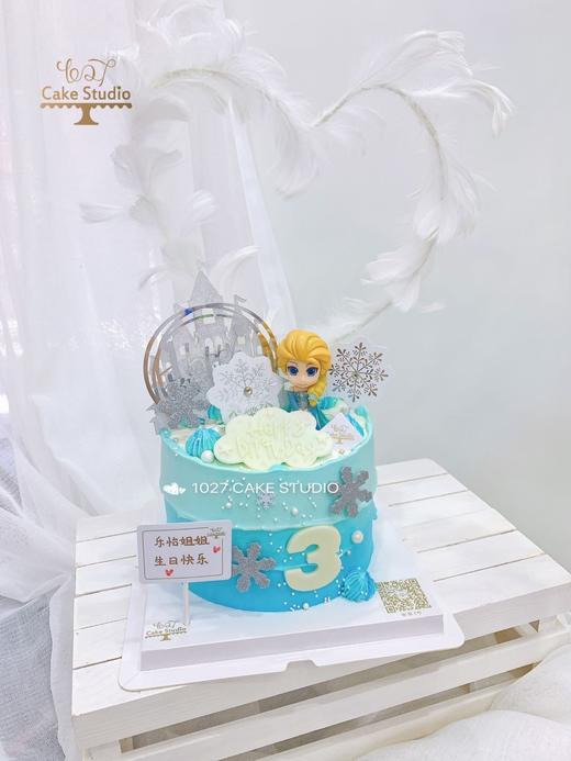 1027CAKE | 冰雪奇缘 爱莎 蓝色系 爱心羽毛 商品图0