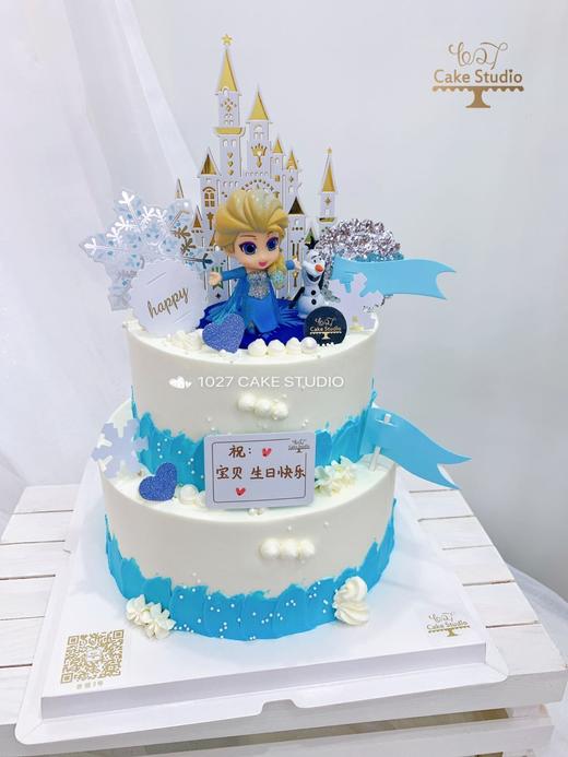 1027 Cake  双层蛋糕 冰雪奇缘主题 爱莎 城堡 商品图2