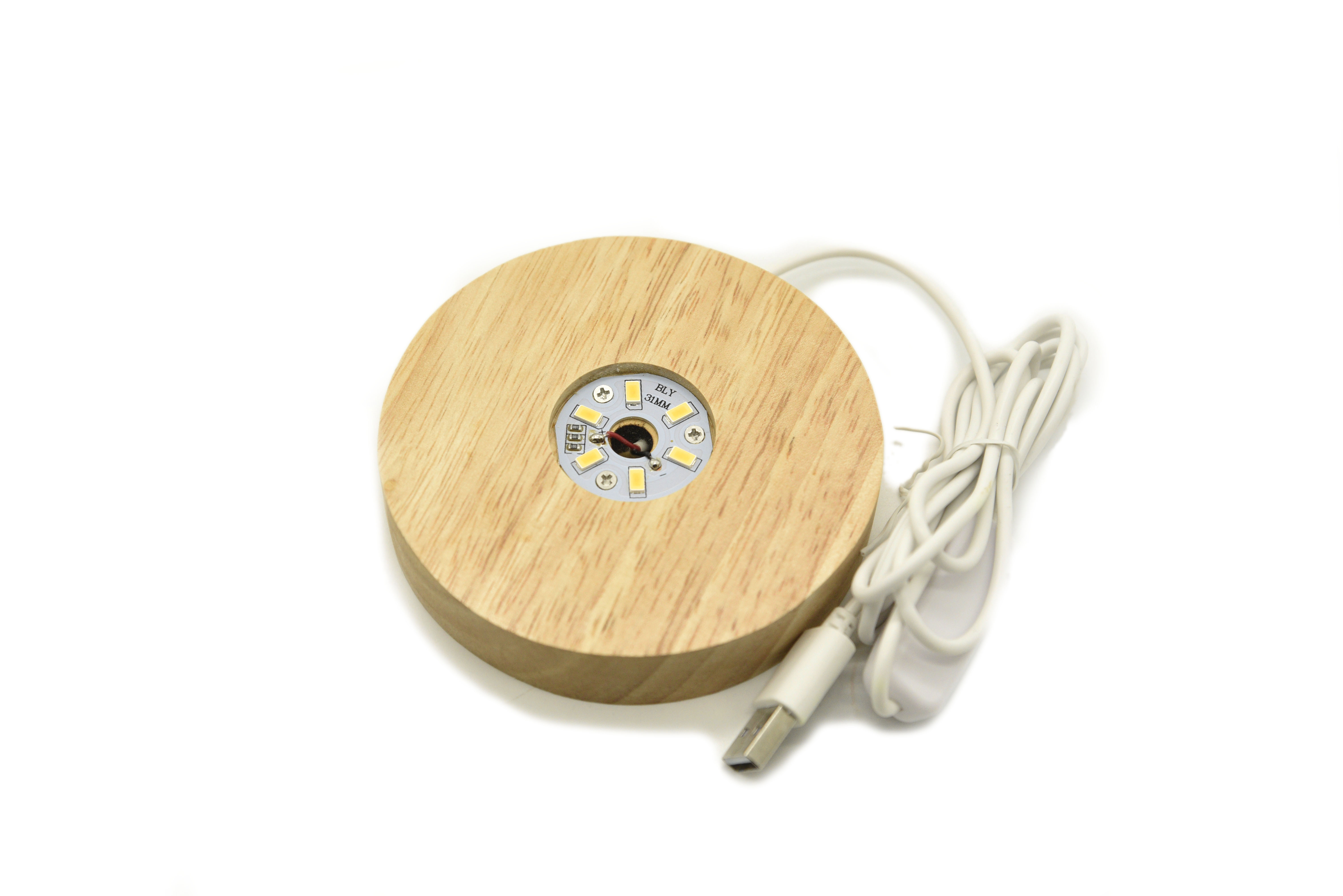 LED实木灯座10cm 天然水晶底座支架