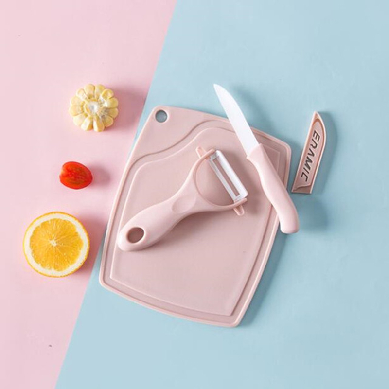【陶瓷水果刀三件套】北欧糖果色系家用多功能瓜果刀 创意宝宝辅食刀削皮刀
