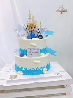 1027 Cake  双层蛋糕 冰雪奇缘主题 爱莎 城堡