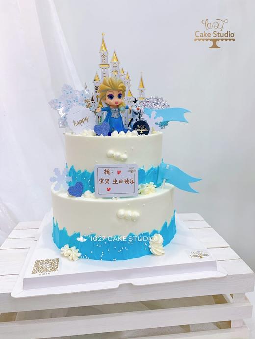 1027 Cake  双层蛋糕 冰雪奇缘主题 爱莎 城堡 商品图0