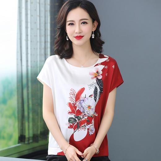 MQ-RL9972夏装新款宽松大码真丝短袖t恤衫YY 商品图0